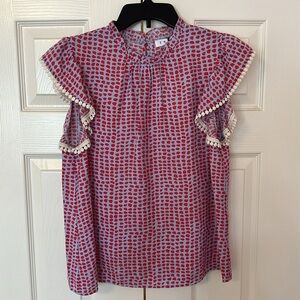 THML Flutter Sleeve Top with Delicate Ruffle at Neckline- NWT